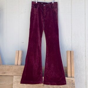 AG Adriano Goldschmied The Janis Wine Red Stretch Velvet Jeans